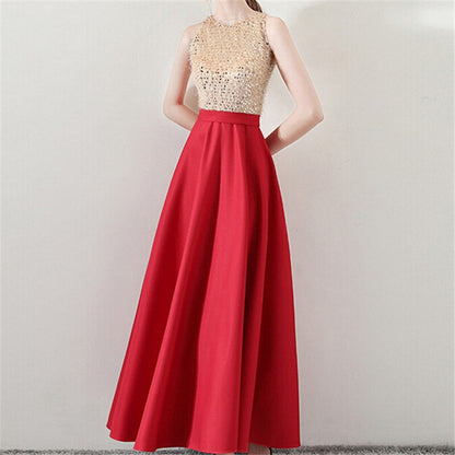Women Formal Long Maxi Dress Elegant Woman Ethnic Style Stitching Evening Party Ball Prom Gown Sequins Dress 2019 New Dresses