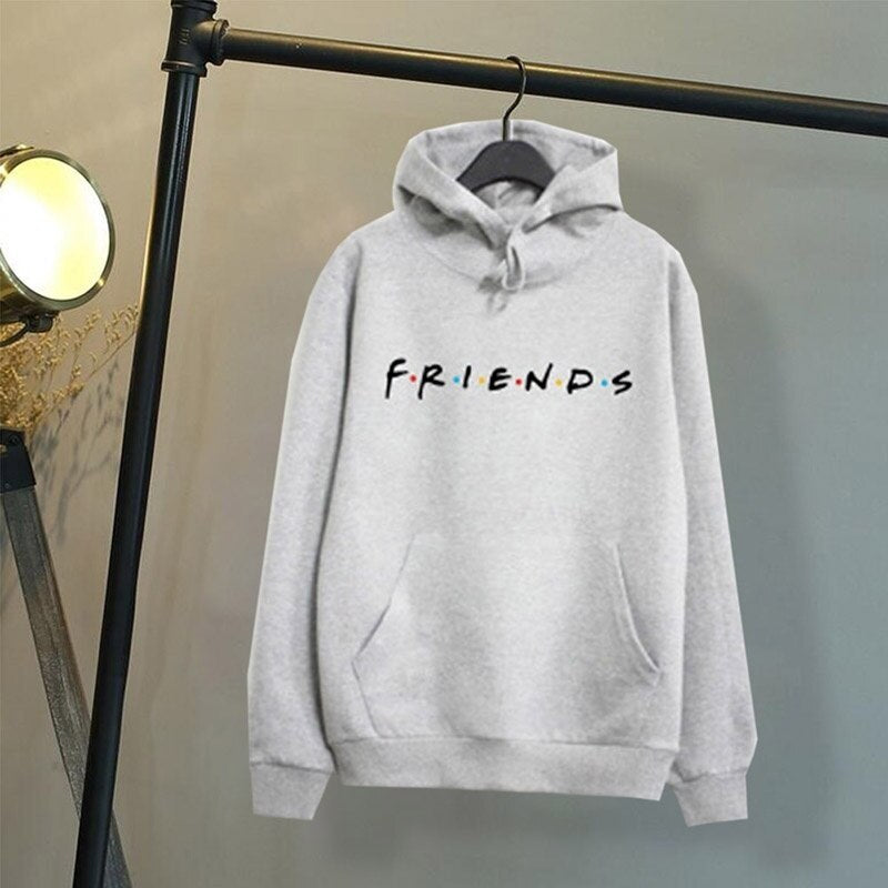 Women's Friends Hoodie Sweater Harajuku Letters Print Pocket Warm Thicken Pullovers Hip Hop Loose Solid Female Sweatshirts