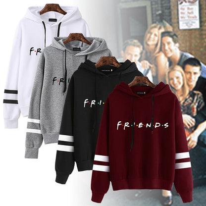 Women's Friends Hoodie Sweater Harajuku Letters Print Pocket Warm Thicken Pullovers Hip Hop Loose Solid Female Sweatshirts