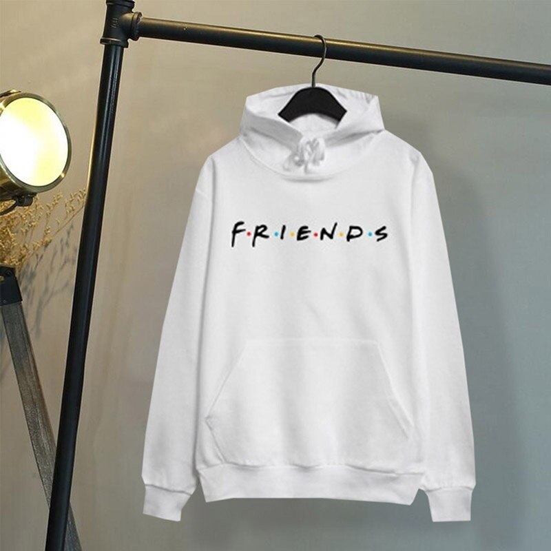 Women's Friends Hoodie Sweater Harajuku Letters Print Pocket Warm Thicken Pullovers Hip Hop Loose Solid Female Sweatshirts