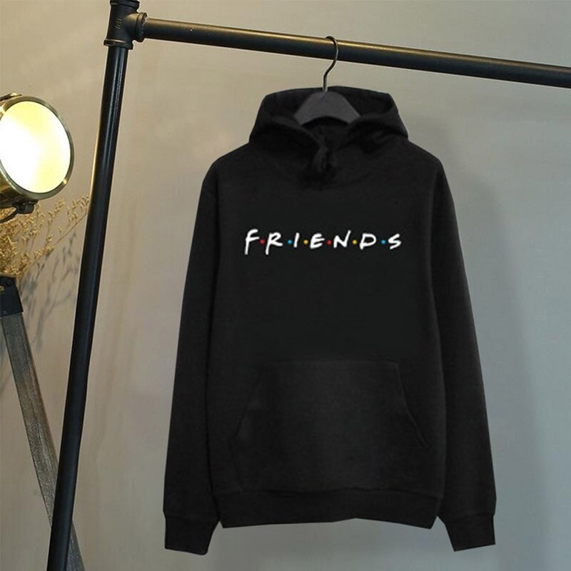 Women's Friends Hoodie Sweater Harajuku Letters Print Pocket Warm Thicken Pullovers Hip Hop Loose Solid Female Sweatshirts