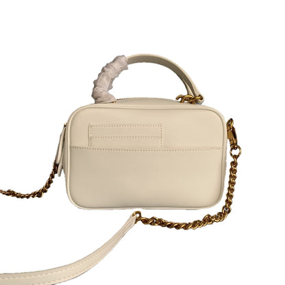 Women Handbag Genuine Leather Bag Shoulder Bag Black White Purse Girl Top-Handle Bags