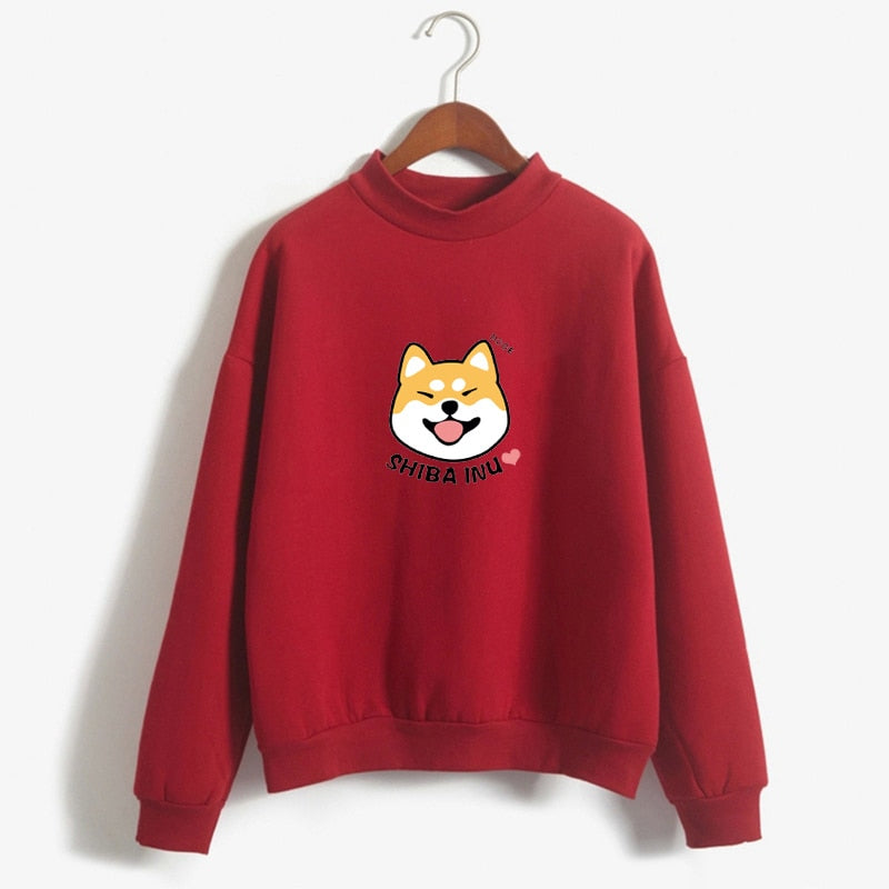 Women Harajuku Sweater Fleece Autumn Kawaii Cute Japanese Anime Shiba Innu Pullover Kpop Sweatshirt Moletom sudadera mujer
