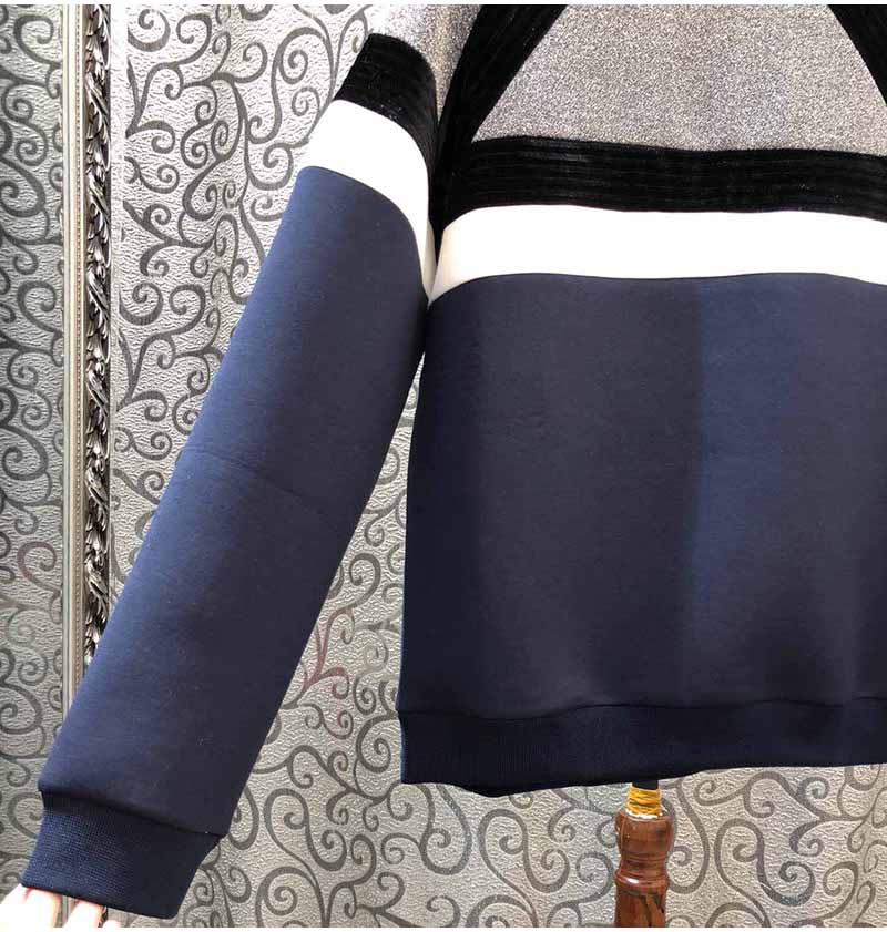 Women's New Contrast Color Striped Sports Leisure Knitted Sweater