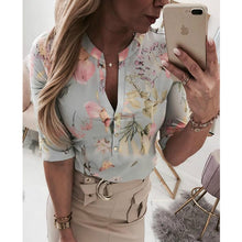 Load image into Gallery viewer, Women Long Half Sleeve Loose Shirts Shirt OL Clothes Plain Casual Button Blouse Office Lady Summer Chiffon Shirts
