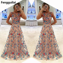 Cargar imagen en el visor de la galería, Women Long Prom Floral Formal Evening Party Dress Ladies Flower Embroidery Gown Tulle Full Dress
