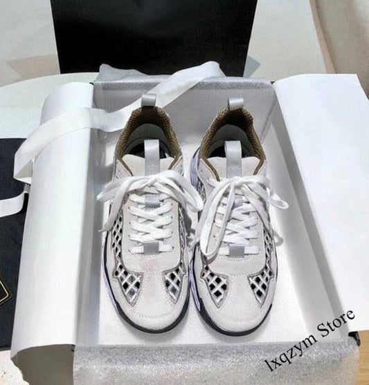 Women Platform Sneakers Real Leather Fashion Brand Lady Chunky Hollow Out Footware Female Zapatos Mujer Thick Bottom Chaussure