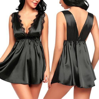 Women Sexy Lace Nightwear Robe Babydoll Sleepwear Dress Solid Summer Hot Comfort Fancy Female Clothing Costume