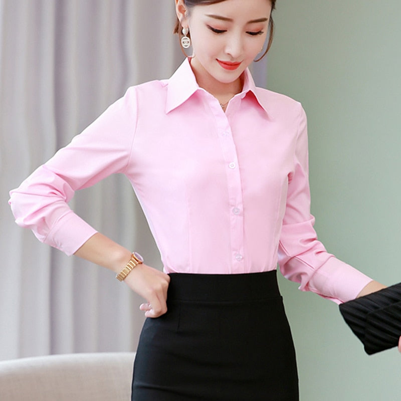 Women Shirts Woman Blouses Cotton Tops and Blouses Woman Long Sleeve Ladies Shirts Pink/White Blusas Plus Size 5XL Women Blouses