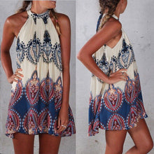 将图片加载到图库查看器，Women Summer Beach Mini Sundress Ladies Casual Sleeveless Swing Boho Short Dress Female Casual Halter mini Dresses New
