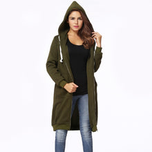 Load image into Gallery viewer, Women&#39;s Hooded Sweater Coats 2019 Harajuku Long Hooded Sweater Coat Kpop Casual Plus Size Pockets Zipper Hoodies Jacket
