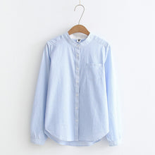 將圖片載入圖庫檢視器 Women Tops And Blouses Spring Summer Thin Striped Blouses Black Blue Office Shirt Long Sleeve Shirts Casual Blusas
