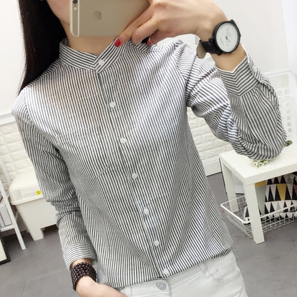Women Tops And Blouses Spring Summer Thin Striped Blouses Black Blue Office Shirt Long Sleeve Shirts Casual Blusas