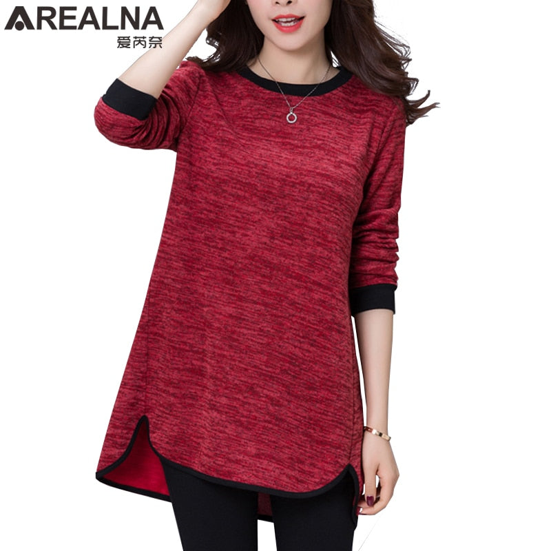 Women's Tunic Blouses 2020 Korean Fashion Office Wear Cotton Blouse Plus Size 4XL Women's Long Tops Long Sleeve Casual Loose Shirt Sweater