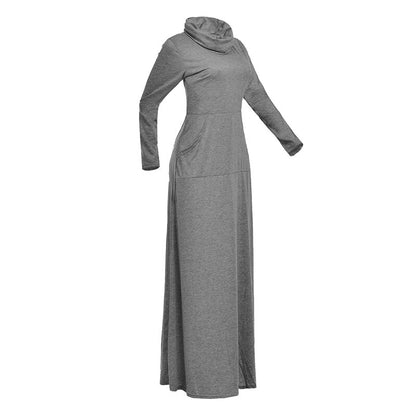 Women's Sweater Dress With Pocket Casual Solid Vintage Autumn Winter Long Sleeve Maxi Dress Robe Bow Neck Long Elegant Dress Vestidos Female Body