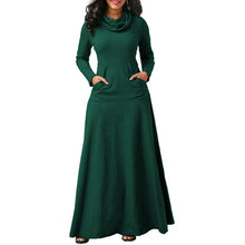 Load image into Gallery viewer, Women&#39;s Sweater Dress With Pocket Casual Solid Vintage Autumn Winter Long Sleeve Maxi Dress Robe Bow Neck Long Elegant Dress Vestidos Female Body
