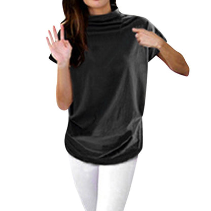 Women Loose High collar short sleeve bottoming Blouses Woman 2019 Batwing Sleeve Elegant Womens Tops And Blouses Blusas #20