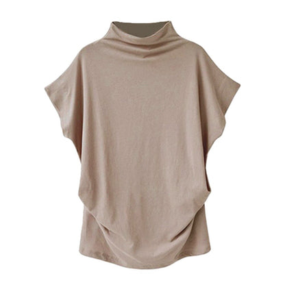 Women Loose High collar short sleeve bottoming Blouses Woman 2019 Batwing Sleeve Elegant Womens Tops And Blouses Blusas #20