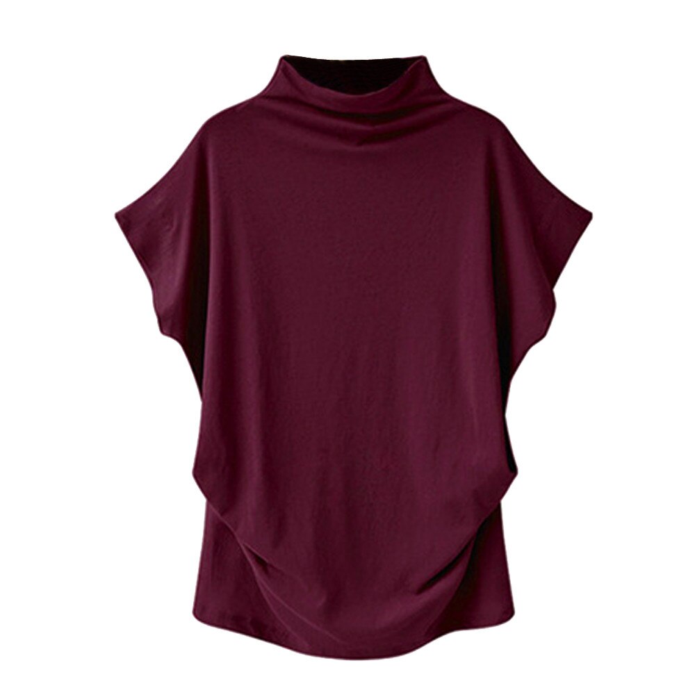 Women Loose High collar short sleeve bottoming Blouses Woman 2019 Batwing Sleeve Elegant Womens Tops And Blouses Blusas #20
