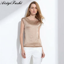 将图片加载到图库查看器，Women&#39;s Blouse 2019 Summer Shirts Casual OL Silk Women Blouse Shirt Sexy White Red Tops Loose Sleeveless Work Wear 6 Color Blusa
