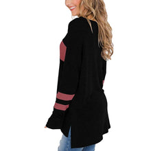 Cargar imagen en el visor de la galería, Women&#39;s Blouse Color Block Long Sleeve Pullover Round Blouses Neck Side Split High Low Tunic Top Elegant Ladies Girls 801
