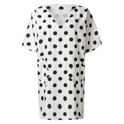 Women's Fashion Half Sleeve Polka Dot Print Dress Casual Loose Summer Dress vestidos de festa elegant robe femme Clothing 2020