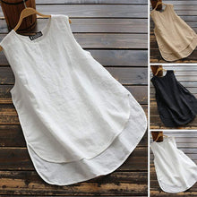 將圖片載入圖庫檢視器 Women&#39;s Irregular Blouse ZANZEA 2020 Plus Size Tanks Tops Casual Linen Blusas Female Sleeveless Chemise Summer Tee Shirts 5XL
