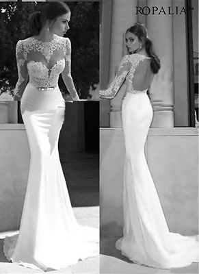 Women's Lace Long Evening Ball  Formal  Party Dress
