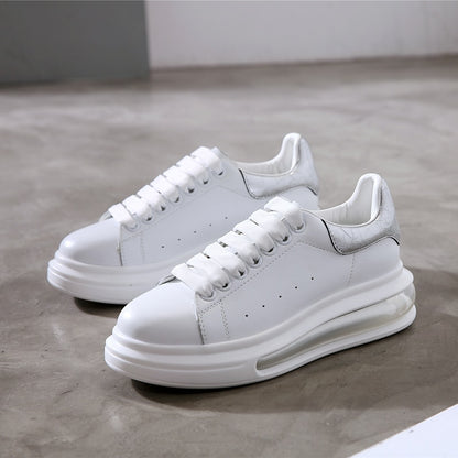 Women's Platform sneakers Genuine Leather Sneakers , White,Chunky Sneakers.Rainbow Shoes Casual Sneakers,Women's Vulcanize Shoes