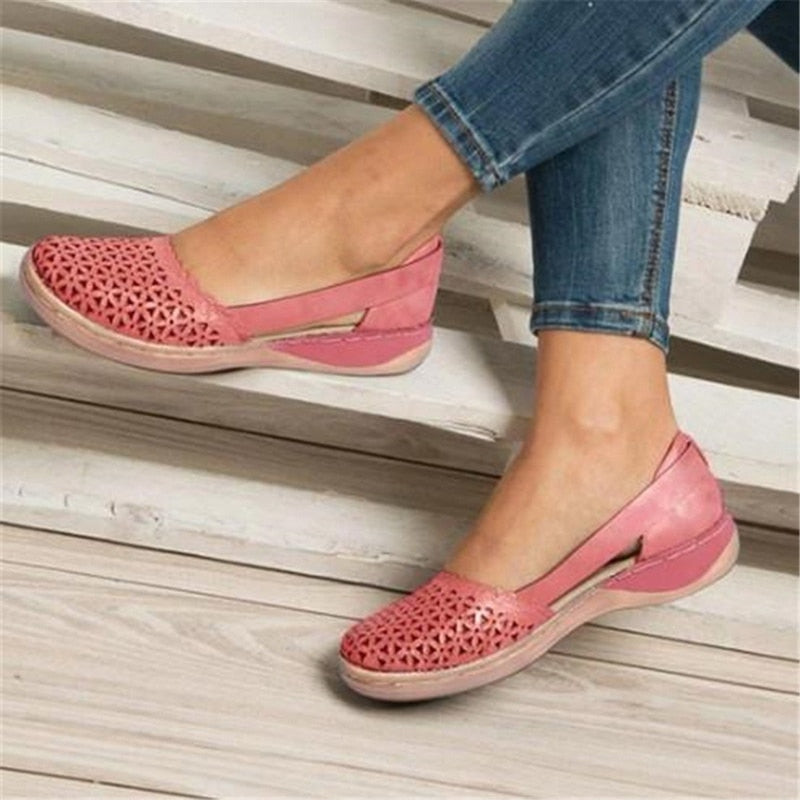Women's Sandals 2021 Summer Handmade Ladies Shoes Leather Breathable Sandals Women Flats Retro Style Cusomized Support Slipper