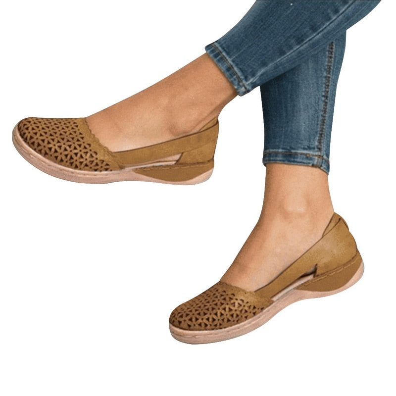 Women's Sandals 2021 Summer Handmade Ladies Shoes Leather Breathable Sandals Women Flats Retro Style Cusomized Support Slipper