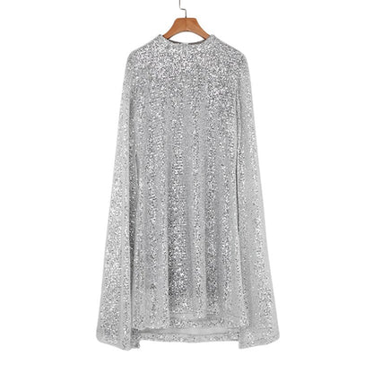 Women's Sequined Party Midi Dress Cloak Sleeves Autumn Dresses Female 2020 Summer Loose Elegant Fashion Ladies Clothes vestidos