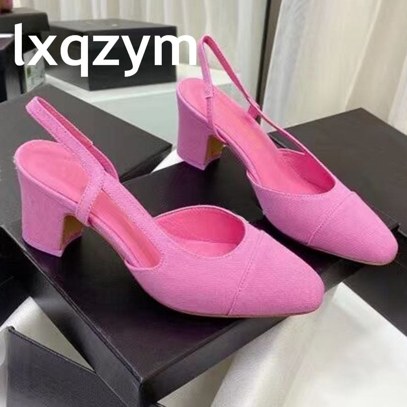 Women's Shoes Genuine Leather Ladies Sandals Luxury Designers Casual Shoes Mixed Colors Heels Shoes Pointed Toe Shoes For Female