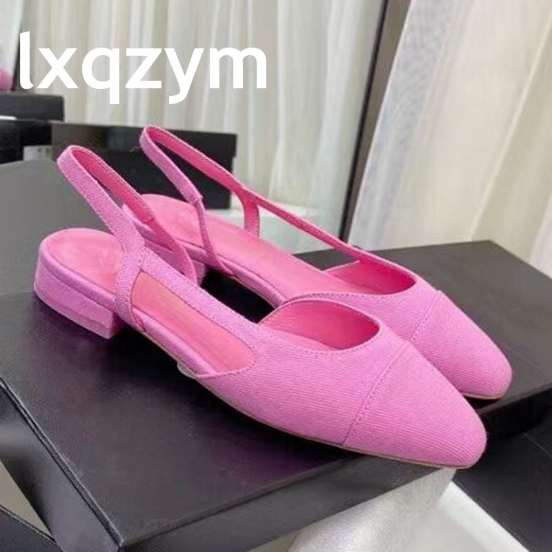 Women's Shoes Genuine Leather Ladies Sandals Luxury Designers Casual Shoes Mixed Colors Heels Shoes Pointed Toe Shoes For Female