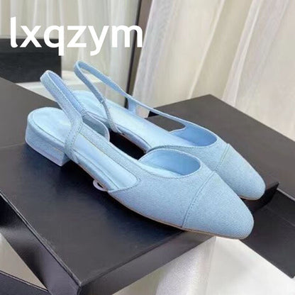 Women's Shoes Genuine Leather Ladies Sandals Luxury Designers Casual Shoes Mixed Colors Heels Shoes Pointed Toe Shoes For Female