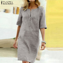 Load image into Gallery viewer, Women&#39;s Summer Sundress ZANZEA Ladies Elegant Shirt Dress Tunic Vestidos Casual Short Robe Femme Beach Party Dresses Plus Size Women&#39;s Summer Dress
