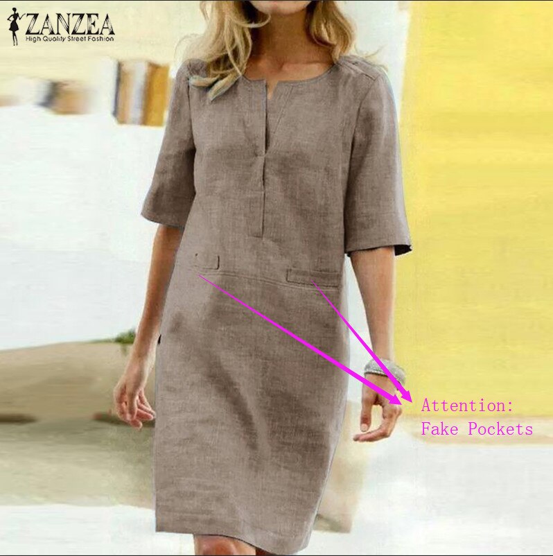 Women's Summer Sundress ZANZEA Ladies Elegant Shirt Dress Tunic Vestidos Casual Short Robe Femme Beach Party Dresses Plus Size Women's Summer Dress