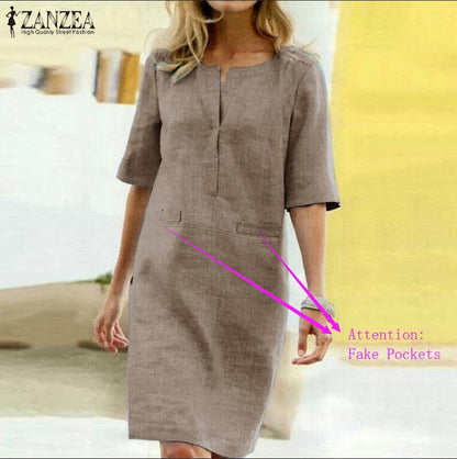 Women's Summer Sundress ZANZEA Ladies Elegant Shirt Dress Tunic Vestidos Casual Short Robe Femme Beach Party Dresses Plus Size Women's Summer Dress