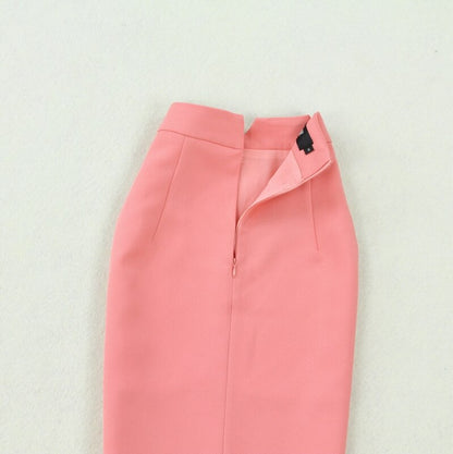 Women's suits 2019 autumn new women's large size double-breasted pink suit jacket bag hip split half-length skirt two-piece