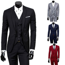 Load image into Gallery viewer, Men&#39;s Suit Groom Wedding Prom Suit Green Slim Fit Tuxedo Men Formal Business Work Office Suits 3 Piece Set (Jacket, Pants, Vest)
