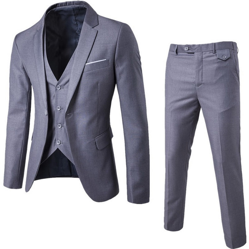 Men's Suit Groom Wedding Prom Suit Green Slim Fit Tuxedo Men Formal Business Work Office Suits 3 Piece Set (Jacket, Pants, Vest)