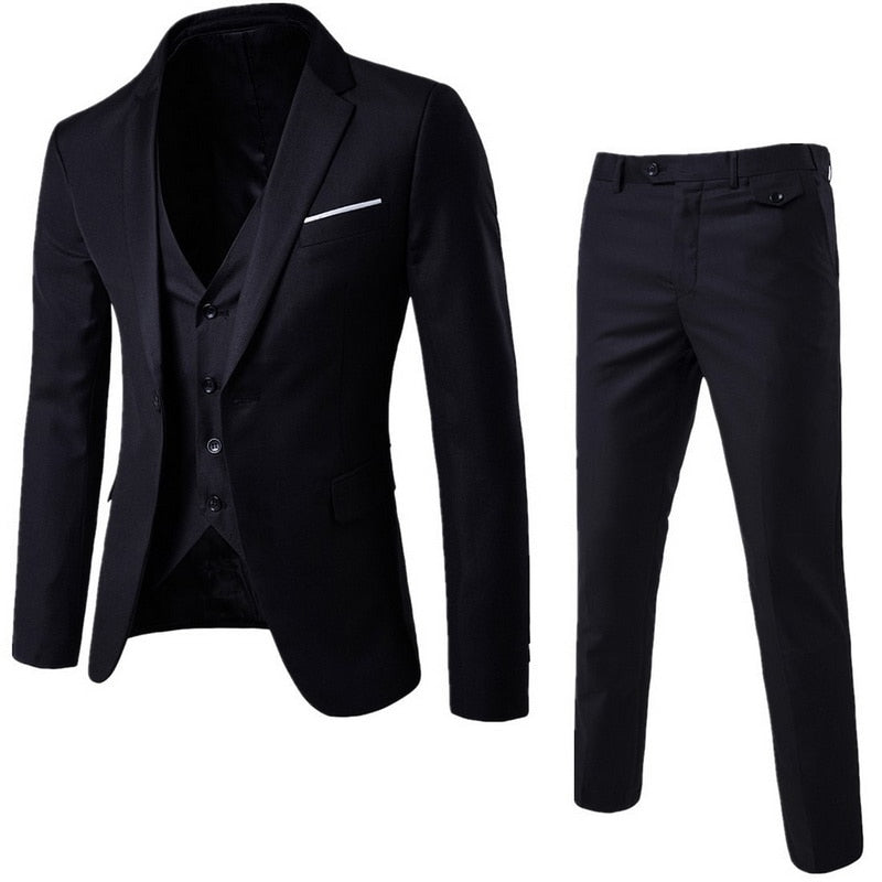 Men's Suit Groom Wedding Prom Suit Green Slim Fit Tuxedo Men Formal Business Work Office Suits 3 Piece Set (Jacket, Pants, Vest)
