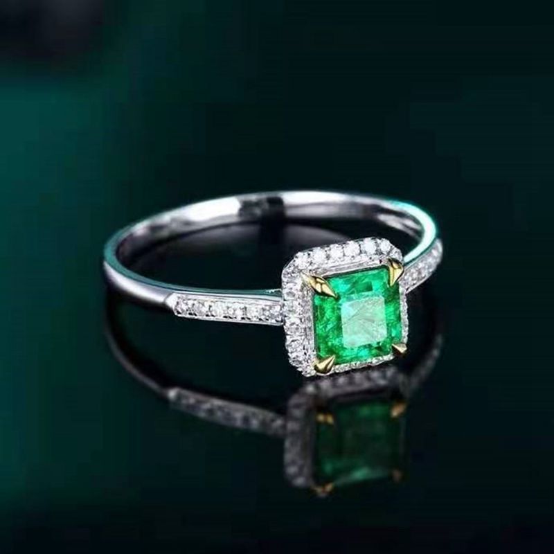 Wong Rain 100% 18K Solid Gold 0.55 CT Natural Emerald Gemstone Wedding Engagement Women Rings Customized Rings Fine Jewelry Jewellery