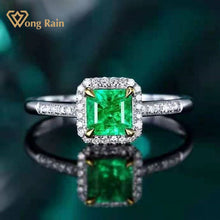 Load image into Gallery viewer, Wong Rain 100% 18K Solid Gold 0.55 CT Natural Emerald Gemstone Wedding Engagement Women Rings Customized Rings Fine Jewelry Jewellery
