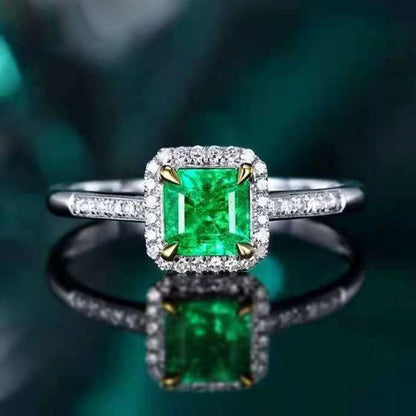 Wong Rain 100% 18K Solid Gold 0.55 CT Natural Emerald Gemstone Wedding Engagement Women Rings Customized Rings Fine Jewelry Jewellery