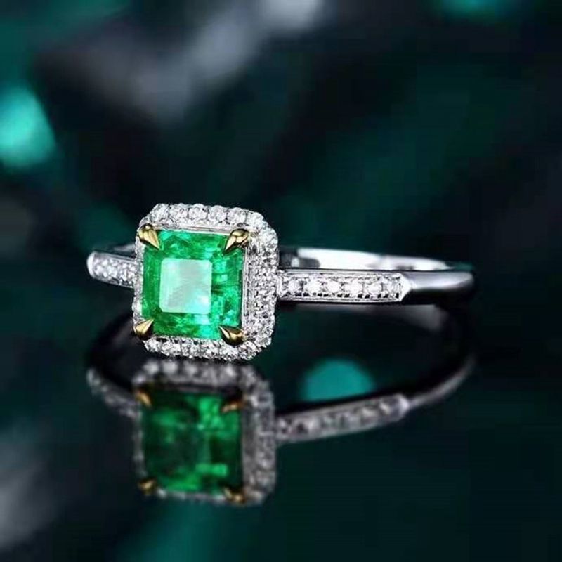 Wong Rain 100% 18K Solid Gold 0.55 CT Natural Emerald Gemstone Wedding Engagement Women Rings Customized Rings Fine Jewelry Jewellery