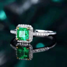 Load image into Gallery viewer, Wong Rain 100% 18K Solid Gold 0.55 CT Natural Emerald Gemstone Wedding Engagement Women Rings Customized Rings Fine Jewelry Jewellery
