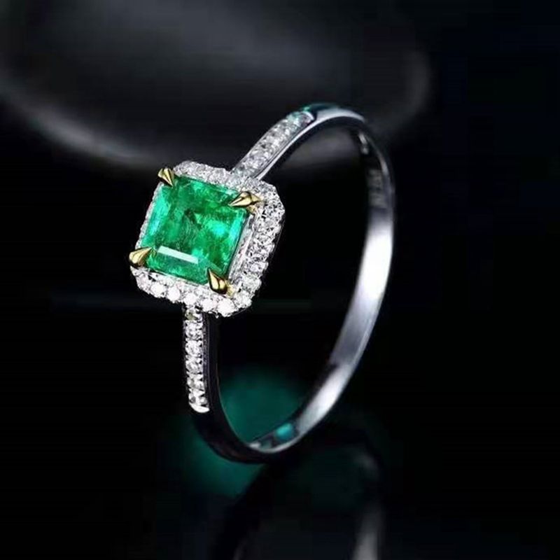 Wong Rain 100% 18K Solid Gold 0.55 CT Natural Emerald Gemstone Wedding Engagement Women Rings Customized Rings Fine Jewelry Jewellery