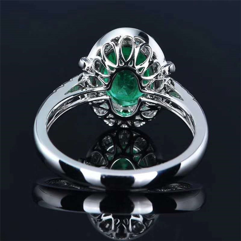 Wong Rain Vintage 100% 18K Solid Gold 1.8 CT Natural Emerald Gemstone Wedding Engagement Rings Customized Rings Fine Jewelry Jewellery
