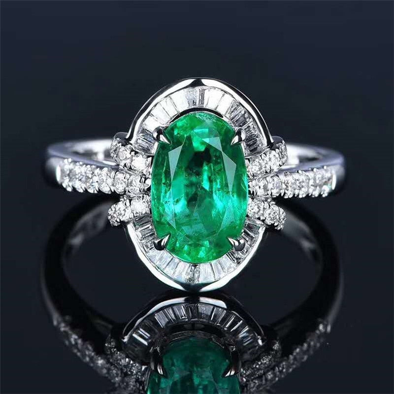 Wong Rain Vintage 100% 18K Solid Gold 1.8 CT Natural Emerald Gemstone Wedding Engagement Rings Customized Rings Fine Jewelry Jewellery
